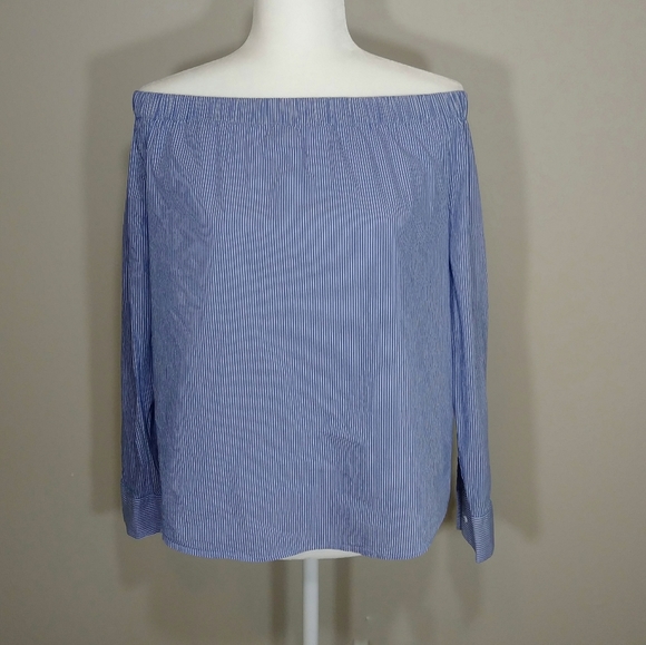 Zara Tops - Zara Woman Off the Shoulder Pinstriped Long Sleeve